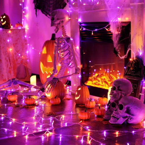 Vista 4 de JMEXSUSS - Tira de 100 luces led para interiores, 8 modos, enchufables, parpadeantes, 33 pies, luces navideñas para exteriores, a prueba de agua
