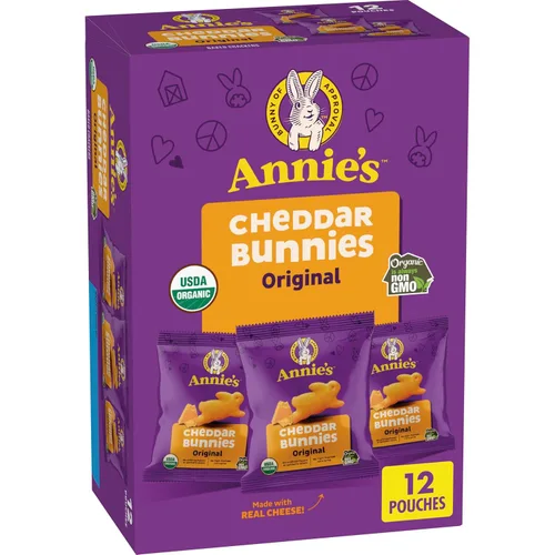 Vista 33 de Annie's Organic Friends Bunny Grahams, bocadillos Graham horneados con chispas de chocolate, chocolate y miel, 12 bolsas, 12 onzas