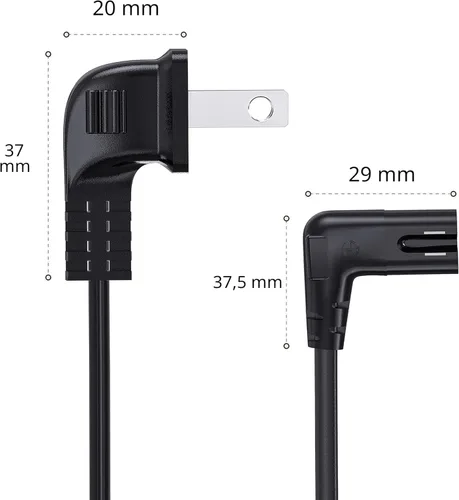 Vista 5 de Cable de alimentación de TV compatible con Samsung TV, Ancable de 6 pies y 90 grados en ángulo de 2 clavijas, cable de TV C7 compatible con Samsung