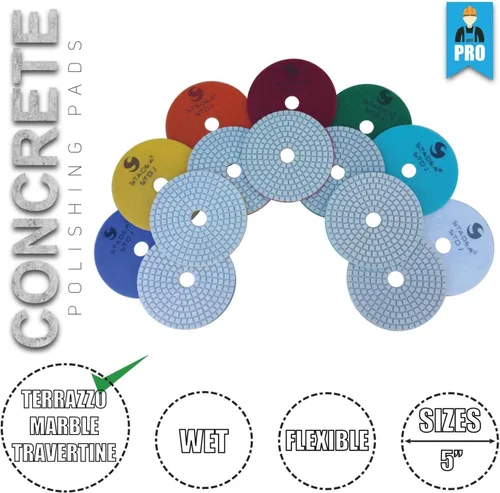 Vista 3 de Stadea PPW191D Almohadillas de pulido de hormigón Grit 30 de 5 pulgadas - Almohadillas de diamante para hormigón Terrazo Mármol Contador Mojado