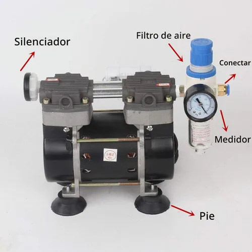 Vista 3 de Bomba de vacío de laboratorio de 2 etapas 50L/m sin aceite Bomba médica silenciosa libre de aceite HZW-165 (110V)