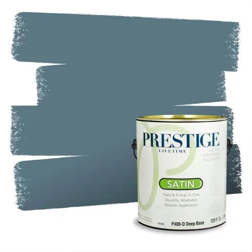Vista 216 de Prestige Paints - Pintura exterior e imprimación en uno, 1 galón, plano, coincidencia comparable con Behr Misty Isle, P500-N-MQ5-62