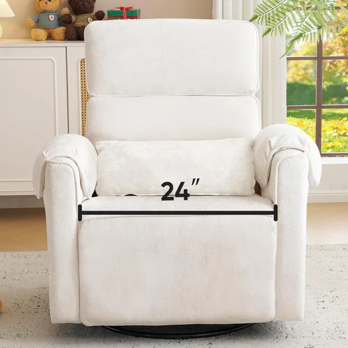 Silla reclinable eléctrica extragrande, sillón basculante giratorio de 26" extra ancho con reposacabezas ajustable, silla mecedora de chenilla para