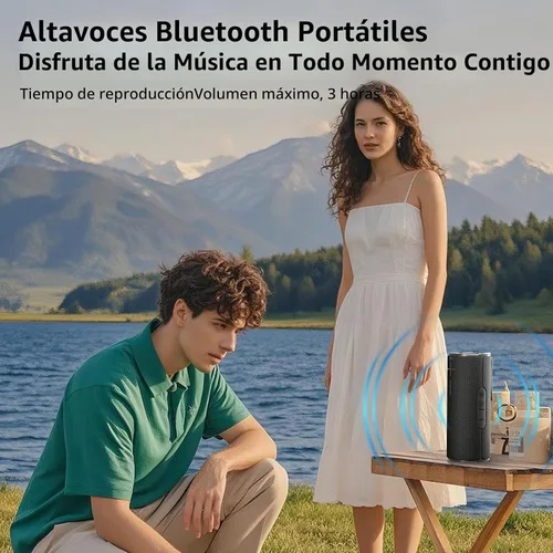 Vista 4 de COOPERS Altavoz Bluetooth portátil, altavoz Bluetooth inalámbrico, altavoces impermeables IPX5 con luces RGB, graves profundos de sonido estéreo