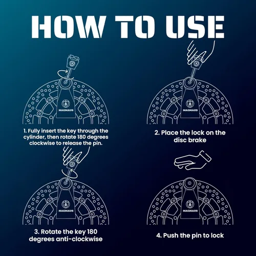 Vista 6 de Magmaus MBL05 [Nunca se oxida] Bloqueo de freno de disco - [Alta seguridad] [Acero inoxidable 304] - Resistente a la intemperie - Cable recordatorio