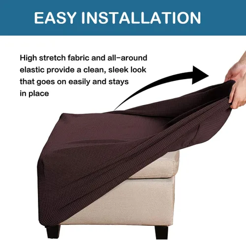 Vista 4 de Fundas otomanas, fundas cuadradas de tela jacquard para reposapiés, fundas protectoras para taburetes de almacenamiento, fundas otomanas elásticas