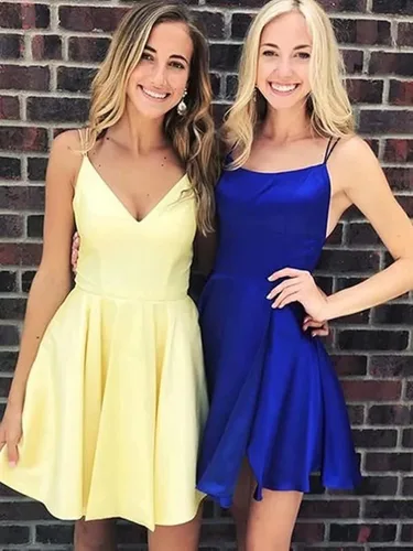 Vista 5 de HEIMO Vestidos de satén de regreso a casa para mujer vestidos cortos de cóctel para niñas HM002