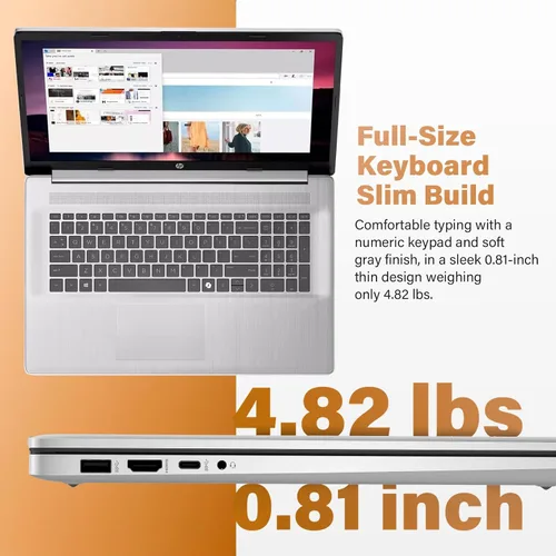 Vista 6 de HP Laptop empresarial con pantalla táctil 17, pantalla HD antirreflejo de 17.3 pulgadas, Windows 11 Pro, computadora Copilot, AMD Ryzen 5 7430U