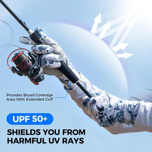 Vista 2 de KastKing La Sal Pro - Guantes de pesca de dedo completo, protección solar UPF 50+ con diseño convertible, microfibra ultraligera, comodidad ultra