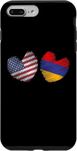 Vista 9 de Funda con diseño de corazón de bandera armenia para iPhone 14 Armenia USA Heart American Flag