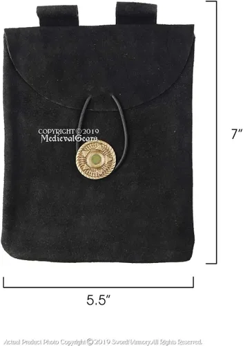 Vista 5 de Bolsa de piel de ante para disfraz medieval renacentista de varios colores LARP SCA