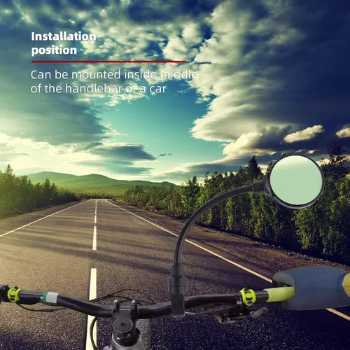 Vista 7 de Espejo de bicicleta de 2 piezas, espejo retrovisor giratorio ajustable, espejo convexo, manillares de bicicleta para Mtb, al aire libre, ciclismo