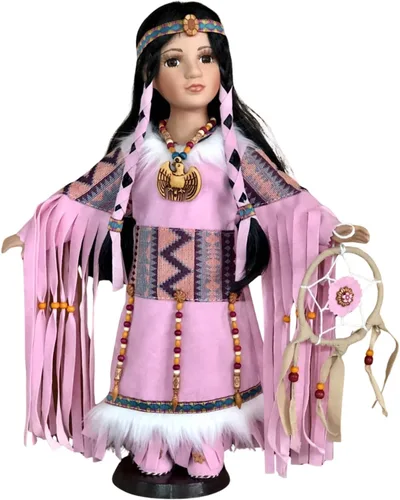 Vista 3 de KINNEX COLLECTIONS SINCE 1997 Muñeca de porcelana india nativa americana coleccionable de 16 pulgadas (D16765)