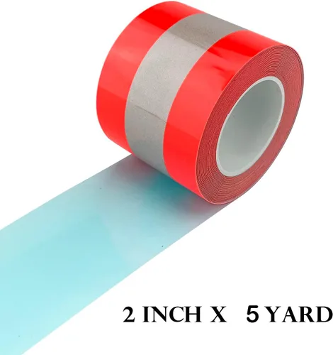 Vista 2 de Cinta de Vinilo Reflectante de Transferencia de Calor de Alta Visibilidad para Planchar en Ropa 2 pulgadas x 5 yardas (Rojo Fluorescente/Plata)
