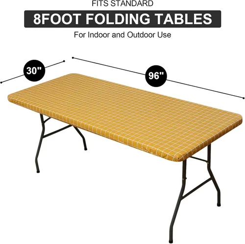 Vista 283 de Mantel rectangular, manteles de plástico elásticos ajustables con parte trasera de franela para mesas de 4 pies, manteles de vinilo impermeables