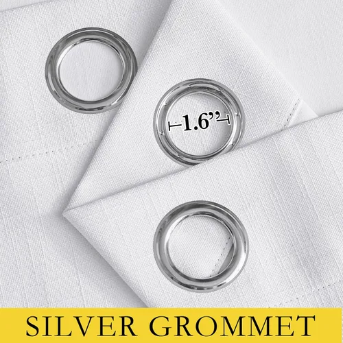 Vista 5 de NICETOWN Cortinas de lino 100% absolutamente opacas con forro blanco aislado térmico, blanco, 52 pulgadas de ancho, 120 pulgadas de largo, cortinas