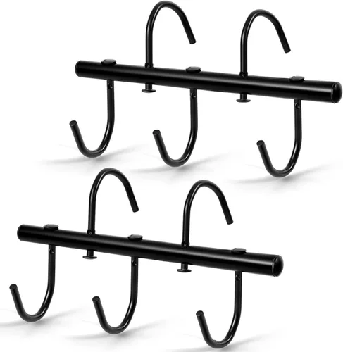 Dunzy 2 soportes negros con ganchos giratorios, organizador portátil de ganchos para bridas, para colgar en la habitación y los accesorios de