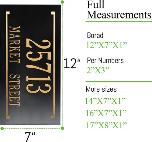 Vista 7 de Placa de dirección de metal personalizada, señales de números para placa de pared de casa, señal de dirección con nombre de calle, números de casa
