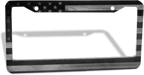 Vista 2 de Marco de placa de matrícula de bandera americana negra para mujeres y hombres 1 pieza, cubierta de placa de matrícula de aluminio personalizada