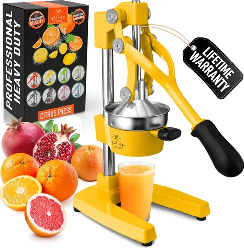 Vista 15 de Zulay Kitchen Puplerizer Exprimidor de hierro fundido 9 en 1, exprimidor manual de servicio pesado fácil de limpiar con accesorio prensatelas