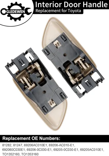 Vista 3 de Manijas de puerta interior con bisel (par), compatibles con Toyota Avalon Sequoia Tundra (cabina tripulación) 2000-2007, beige, lado izquierdo