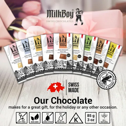 Vista 6 de Milkboy Swiss Chocolates Barras de chocolate blanco – Barras de chocolate gourmet con vainilla bourbon – hechas con vainilla natural pura – Blanco
