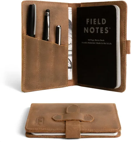 Vista 6 de Funda de cuero para notas de campo para cuadernos de 3.5 x 5.5 pulgadas, funda para cuaderno Moleskine Cahier de tamaño de bolsillo, fundas