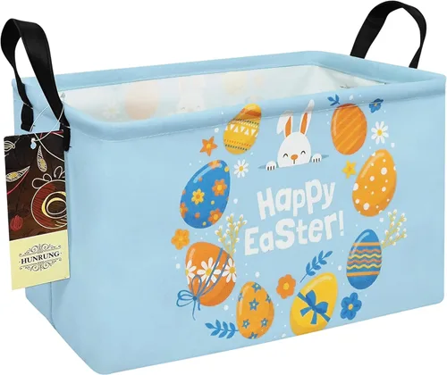Vista 11 de HUNRUNG Cesta rectangular de almacenamiento de lona, bonita cesta organizadora de lona para juguetes de mascotas, niños, libros, ropa, perfecta