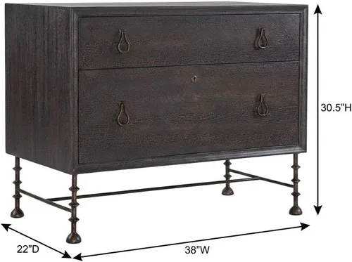 Vista 3 de Hooker Furnishings Big Sky Archivador de dos cajones con chapa de nogal - negro