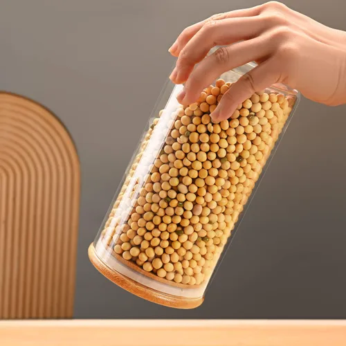 Vista 3 de umieo 50oz (1400ml) Tarro de vidrio con tapa hermética de 1400ml Recipiente de almacenamiento de alimentos de vidrio con tapa de bambú, recipientes