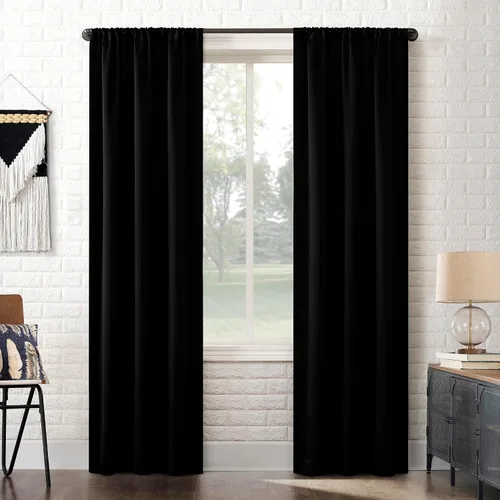 Vista 3 de [Usado] Sun Zero Bergen - Panel de cortina 100% opaco con orificios para el cortinero, calidad de teatro, nivel extremo de bloqueo de luz, 40 x 63