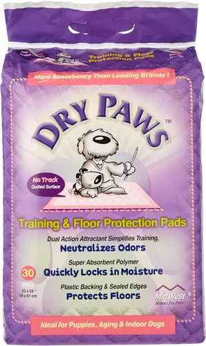 MidWest Homes for Pets Dry Paws Almohadillas de entrenamiento y protección para el suelo, 30 unidades, rosa, 23 5/8 pulgadas x 17 3/4 pulgadas