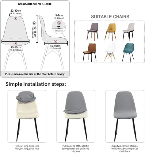 Vista 5 de Fundas elásticas para silla de terciopelo de mediados de siglo, modernas para sillas, sin brazos, para cocina, comedor, sala de estar (café, 4)
