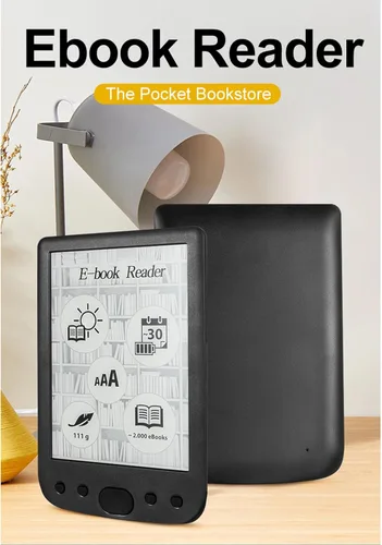 Vista 2 de Lector de libros electrónicos, librería de bolsillo, lector de pantalla táctil HD de 6 pulgadas, portátil y amigable para los ojos