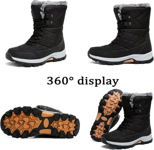 Vista 6 de Botas de nieve para mujer, botas de invierno para mujer, botas de nieve con forro de piel para mujer, botas de invierno antideslizantes para mujer