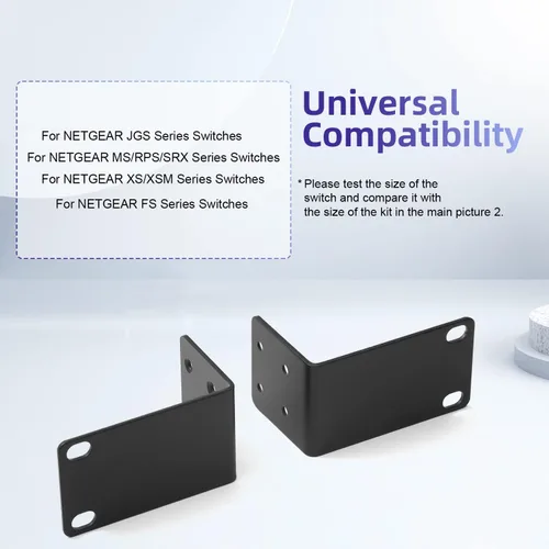 Vista 6 de Kit universal de montaje en rack 1U para interruptores de la serie NETGEAR (JGS/MS/RPS/SRX/XS/XSM/FS)