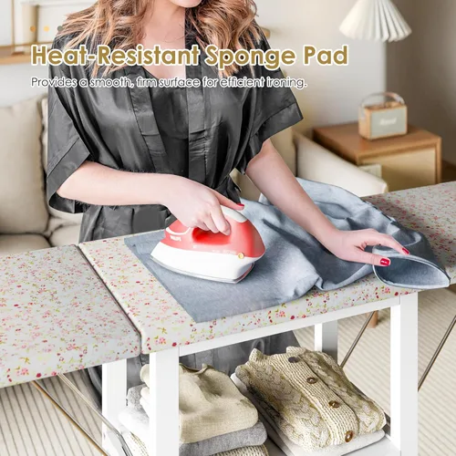 Vista 3 de Tabla de planchar con gabinete de almacenamiento, tabla de planchar plegable con almacenamiento adicional, estación de planchado plegable de madera