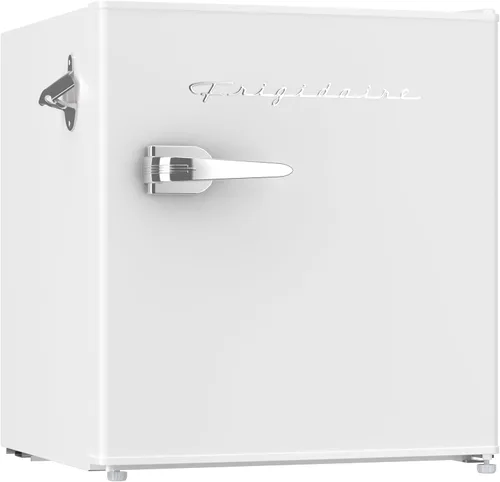 Vista 12 de FRIGIDAIRE Mini refrigerador retro negro de 1.6 pies cúbicos con control de termostato ajustable de ahorro de energía, abrebotellas de montaje