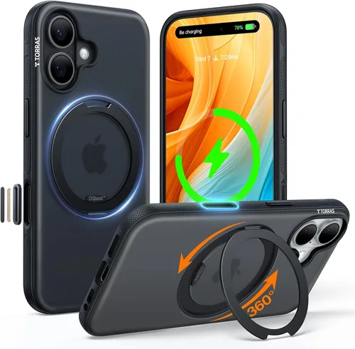 Vista 24 de TORRAS Soporte Magnético 360 para Funda de iPhone 16 Pro, Ostand 3.0 [Compatible con MagSafe] [4X Grado Militar Resistente a Golpes] Cubierta