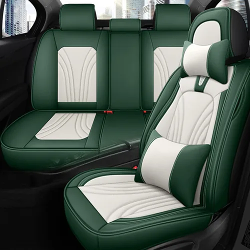 Vista 9 de Juego de fundas de asiento de automóvil para Honda Civic 2003-2025, piel sintética impermeable, compatible con bolsas de aire y protector de cojín