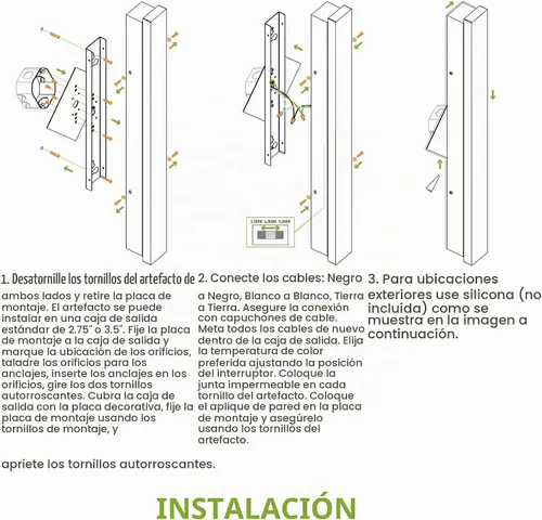 Vista 9 de ASD Lámpara LED de montaje en pared de 18 pulgadas de largo, aplique lineal para exteriores e interiores 3CCT, regulable, impermeable 7) Bronce