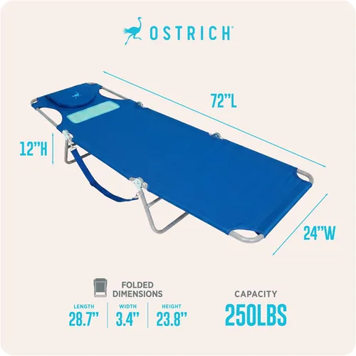 Vista 4 de Silla plegable Ostrich para damas, tumbona de playa, camping, piscina, bronceado, color aqua