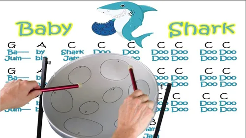 Vista 2 de Jumbie Jam - Tambor de acero auténtico acabado rosa con soporte de suelo de tubo