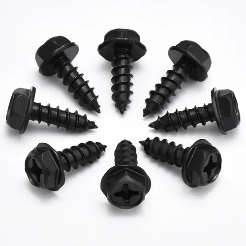 Vista 6 de BBTO 50 tornillos negros para placa de matrícula con pernos inoxidables de 3/4 x 1/4 pulgadas, tornillos de acero inoxidable para vehículos