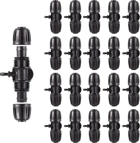 Vista 14 de Paquete de 10 conectores de acoplamiento de riego por goteo de 1/2 pulgada (1/2" ID x 1,65 cm DE) - Conectores rectos con púas bloqueadas antigoteo