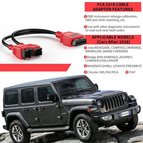 Vista 3 de Adaptador de cable FCA 12+8 para Chrysler 12+8, conector de cable de programación Autel OBD2, cable de derivación de seguridad para Autel Maxisys