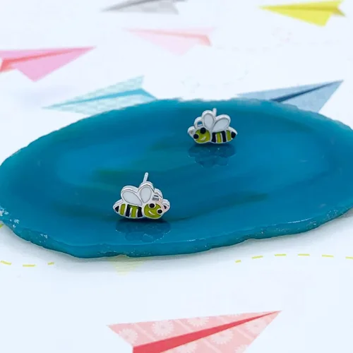 Vista 3 de Aretes de abeja, regalos de pingüino, aretes de señora insecto, aretes de perro, aretes de plata de ley 925 con forma de animal para mujeres