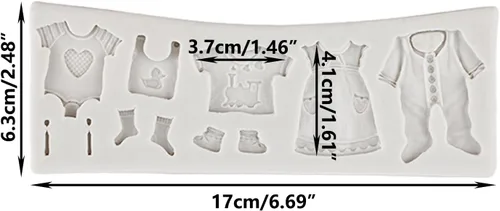 Vista 2 de Ropa de bebé Moldes de fondant de silicona para decoración de pasteles Decoración de cupcakes Candy Chocolate Gum Pasta Polímero Arcilla