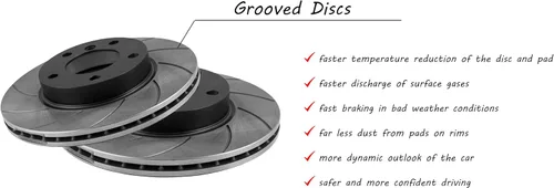 Vista 5 de Grooves GT Sport Brake Disc Rotors Compatible With OPEL ZAFIRA II A05 MINIVAN 2005 2006 2007 2008 2009 2010 2011 2012 2013 2014-1635GVS - Front