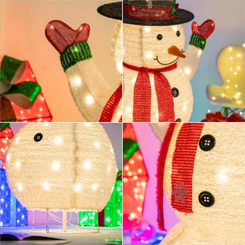 Vista 7 de YULETIME Muñeco de nieve 3D preiluminado de 62 pulgadas, muñeco de nieve navideño emergente iluminado con 100 luces LED blancas cálidas